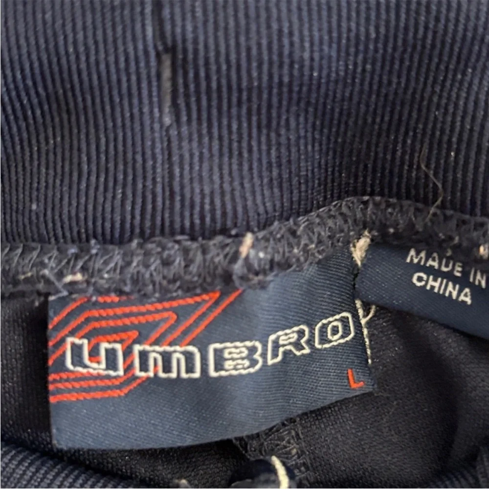 Vintage 90s Umbro Navy Athletic Pants w White Piping & Zip Bottom – Large Fair - Picture 16 of 16
